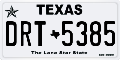 TX license plate DRT5385