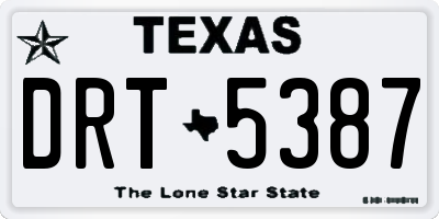 TX license plate DRT5387