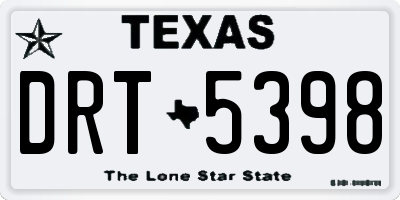TX license plate DRT5398