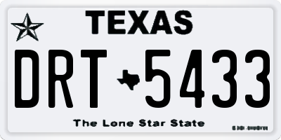 TX license plate DRT5433