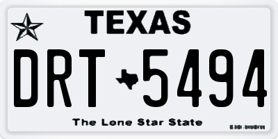 TX license plate DRT5494