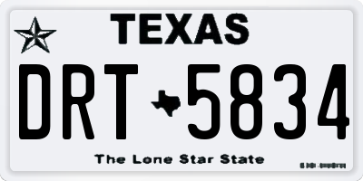 TX license plate DRT5834