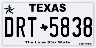 TX license plate DRT5838