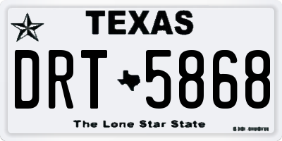 TX license plate DRT5868