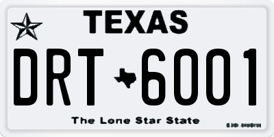TX license plate DRT6001
