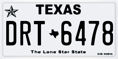 TX license plate DRT6478