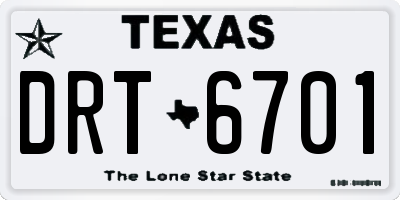 TX license plate DRT6701