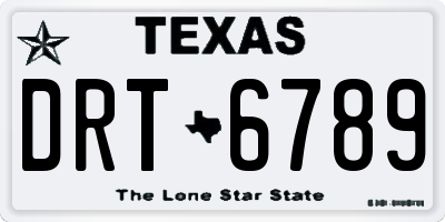 TX license plate DRT6789