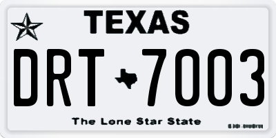 TX license plate DRT7003