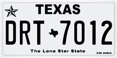 TX license plate DRT7012