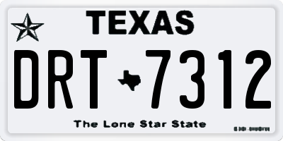TX license plate DRT7312