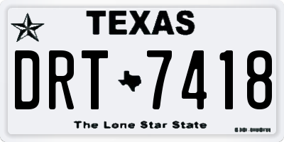 TX license plate DRT7418