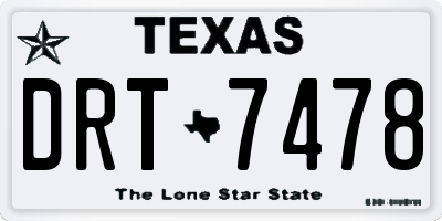 TX license plate DRT7478