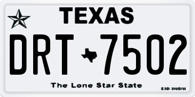 TX license plate DRT7502