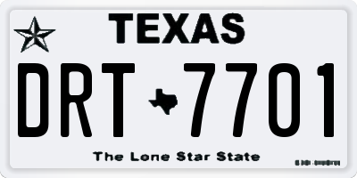 TX license plate DRT7701