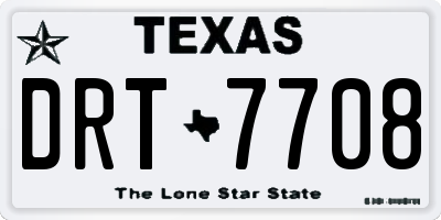 TX license plate DRT7708