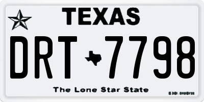 TX license plate DRT7798