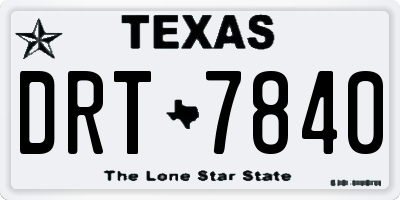 TX license plate DRT7840