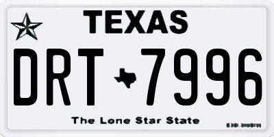 TX license plate DRT7996