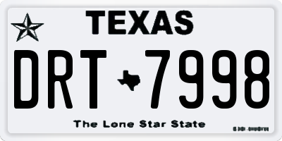 TX license plate DRT7998