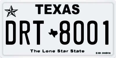 TX license plate DRT8001