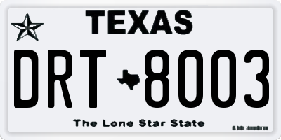 TX license plate DRT8003