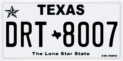 TX license plate DRT8007