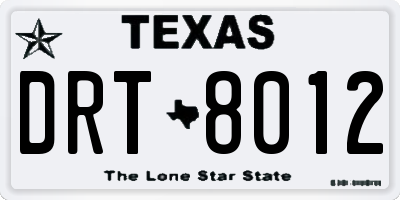 TX license plate DRT8012