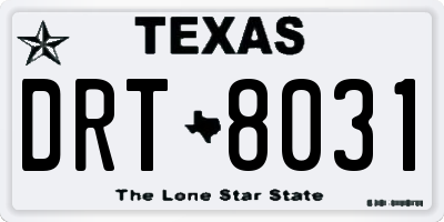 TX license plate DRT8031