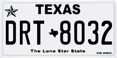 TX license plate DRT8032
