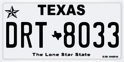 TX license plate DRT8033