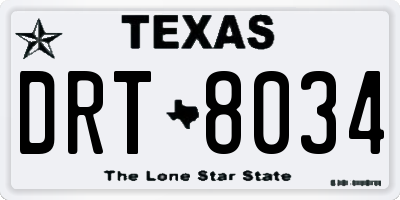 TX license plate DRT8034