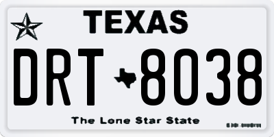TX license plate DRT8038