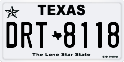 TX license plate DRT8118