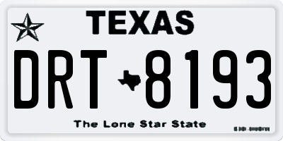TX license plate DRT8193