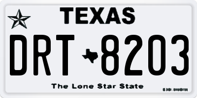 TX license plate DRT8203