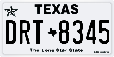 TX license plate DRT8345