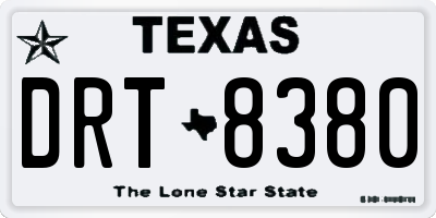 TX license plate DRT8380
