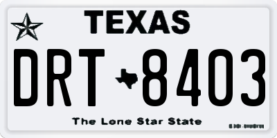 TX license plate DRT8403