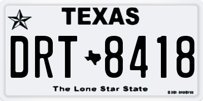 TX license plate DRT8418