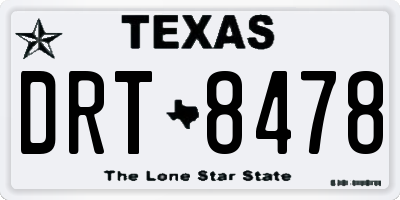 TX license plate DRT8478