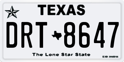 TX license plate DRT8647