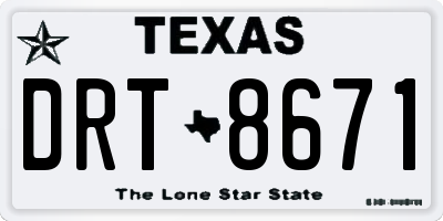 TX license plate DRT8671