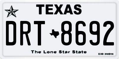 TX license plate DRT8692