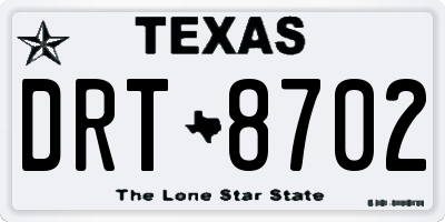 TX license plate DRT8702