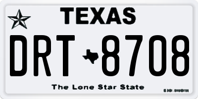 TX license plate DRT8708