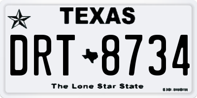 TX license plate DRT8734