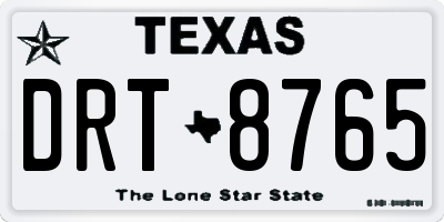 TX license plate DRT8765