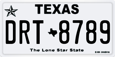 TX license plate DRT8789