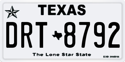 TX license plate DRT8792